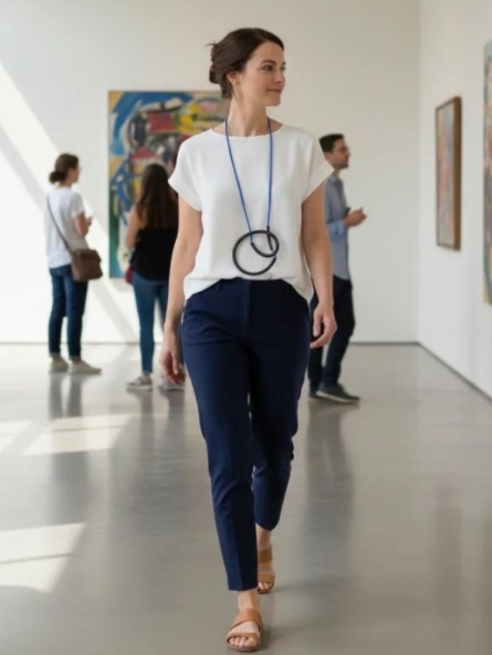 Samuel Coraux Modernist Lasso Pendant : Blue Cord with Asymmetric Black Rubber